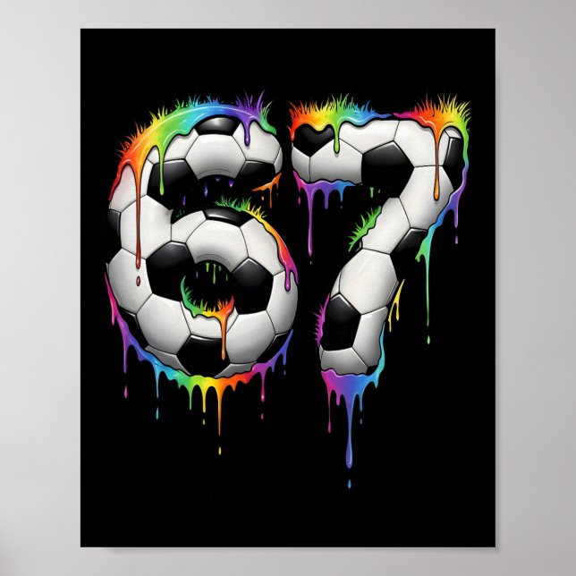 Affiche Football 67 Six Seven Drôle Gen Alpha Meme Arc-en- (Devant)