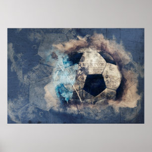 Affiche Football Abstrait Blue Grunge