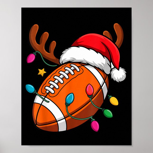 Affiche Football American Reindeer Horns Christmas Xmas Ba (Devant)