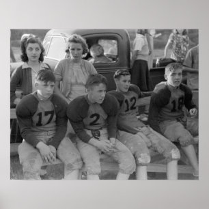 Affiche Football au lycée, 1941. Photo vintage