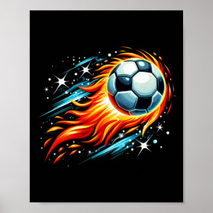 Affiche Football avec astéroïde en feu Ll