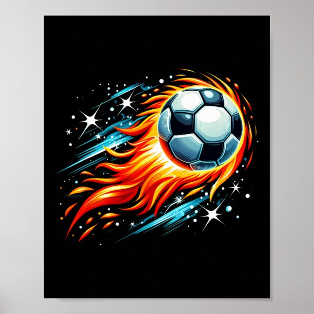 Affiche Football avec astéroïde en feu Ll  (Devant)