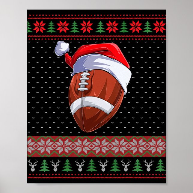 Affiche Football Ball Santa Hat Christmas Fun Ball Père No (Devant)