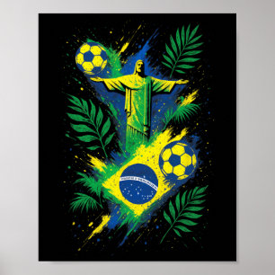 Affiche Football Brésil Footll Christ Rio Culture