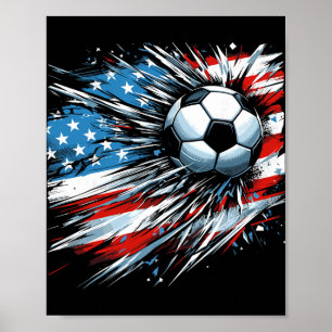 Affiche Football Byll 4 juillet garçons drapeau américain