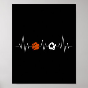 Affiche Football Bysketbyll Battement de coeur Sport drôle