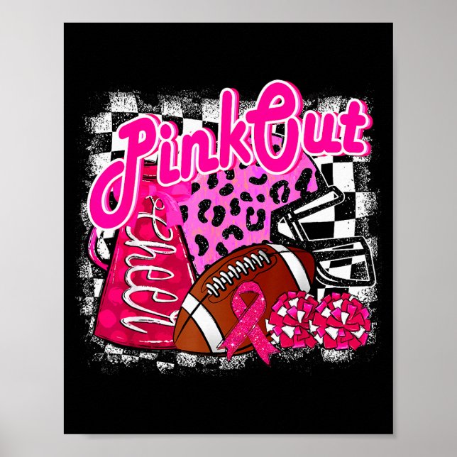Affiche Football Checkered Nk Out Breast Cancer Cheer Mom  (Devant)