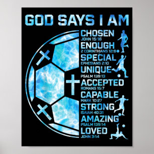 Affiche Football chrétien pour garçons Dieu dit Foi religi