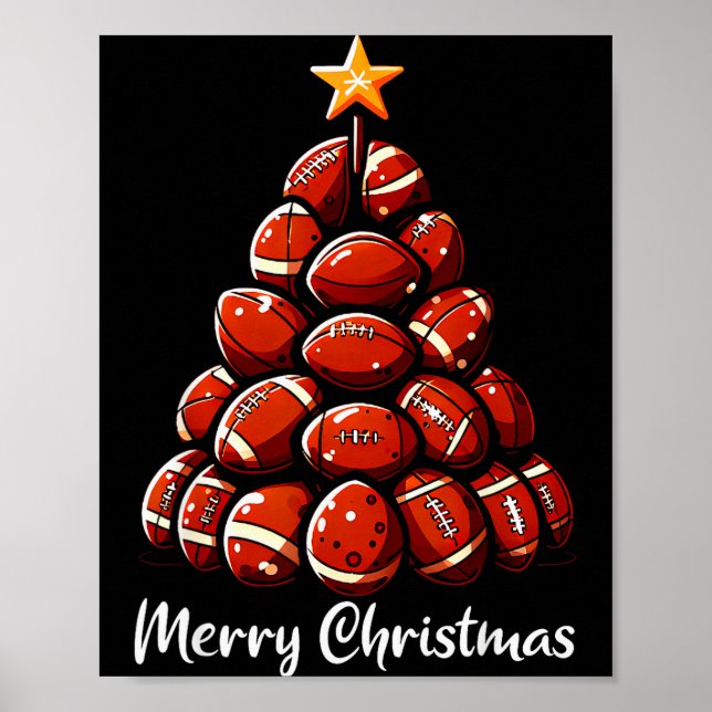 Affiche Football Christmas Tree Lights Funny Football Play (Devant)