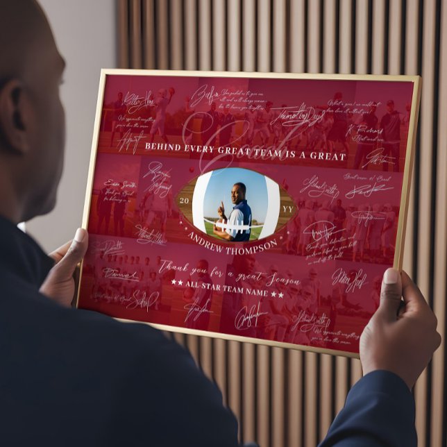Affiche Football Coach Appreciation Collage Team Signature (Football Coach Appreciation Collage Team Signature Poster)