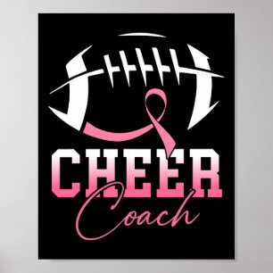 Affiche Football Coach rose Ribbon Cancer du sein Aware