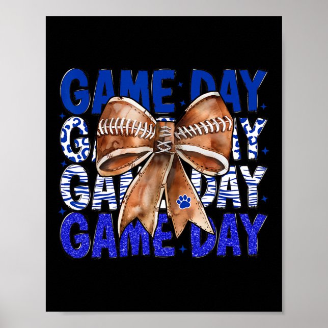 Affiche Football Coquette Bow Blue Buldogs Jour Femmes (Devant)