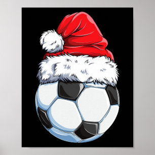 Affiche Football de Noël Ll Chapeau de Père Noël Drôle de