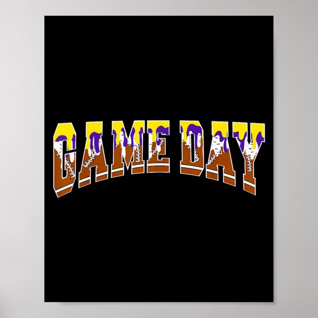 Affiche Football Drip Game Day Football Mom Go Cheer Purpl (Devant)