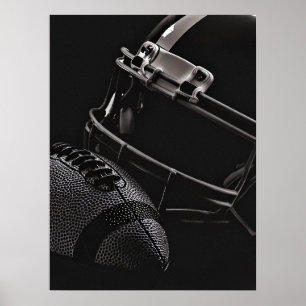 Affiche Football et casque photo noir monochrome