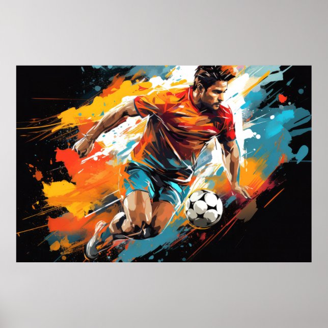 Affiche Football Football Action Sport Peinture Art Abstra (Devant)