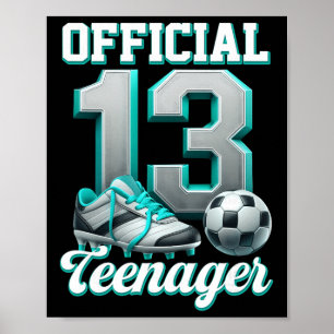 Affiche Football Garçon Anniversaire 13 Ans Treize Officie