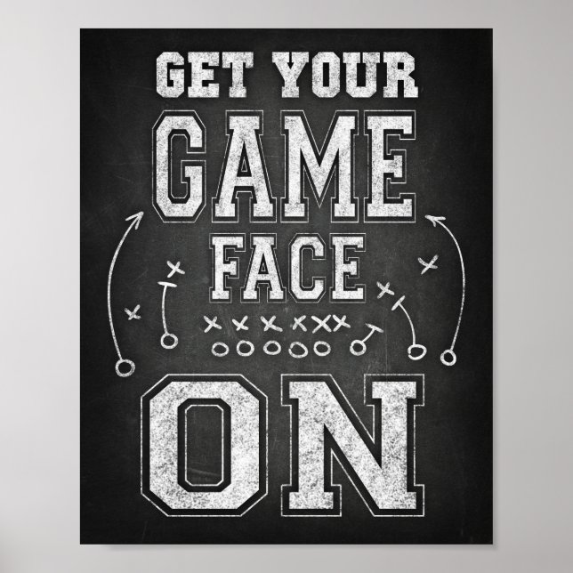 Affiche Football GET YOUR GAME FACE ON Sign Chalk Print (Devant)