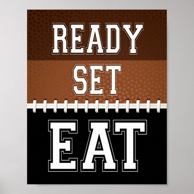 Affiche Football Party READET SET EAT Sign Print (Devant)