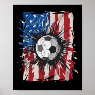 Affiche Football Patriotique 4 Juillet Hommes Drapeau Amér