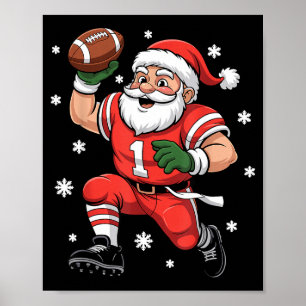 Affiche Football Père Noël Lineman Noël Quarterback
