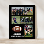 Affiche Football personnalisé 5 Photo Collage Nom de l'équ<br><div class="desc">Cette affiche de football personnalisée comprend vos 5 photos, le nom du joueur de football, le numéro de maillot et le nom de l'équipe. Personnalisez avec des plans d'action, une photo d'équipe, etc. Modifiez facilement la couleur de l'arrière - plan pour qu'elle corresponde aux couleurs de votre équipe - cliquez...</div>