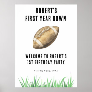 Affiche Football première année bas 1er anniversaire fête