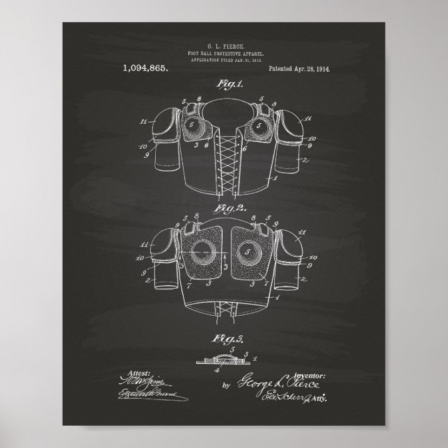 Affiche Football Protective 1914 Patent Art Chalkboard (Devant)