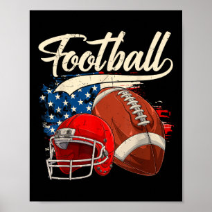 Affiche Football Rétro Usa Drapeau Fête de l'Indépendance