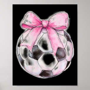 Affiche Football Ruban Rose Coquette Élégant Filles