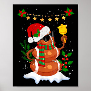 Affiche Football Snowman Santa Hat Joyeux Noël