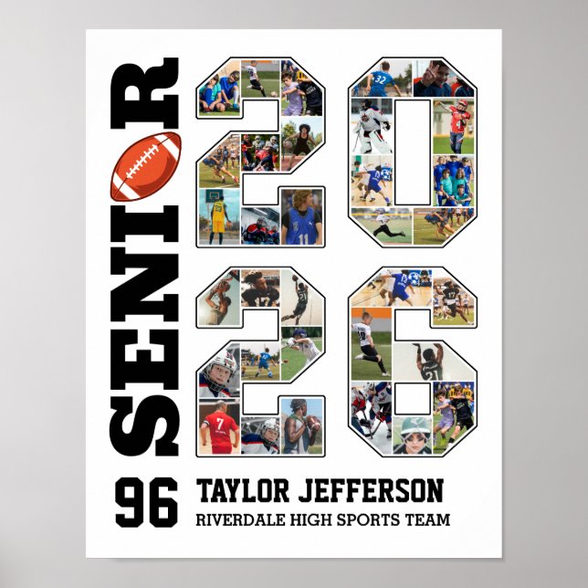 Affiche Football Team Senior 2026 Sports Photo Collage (Devant)