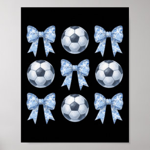 Affiche Footballeuse Coquette Toile Bleu Nœud Maman de Foo