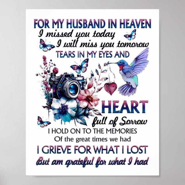 Affiche For My Husband In Heaven I Missed You Today  (Devant)