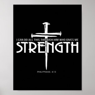 Affiche Force Et Clou Croix Bible Verse Christian