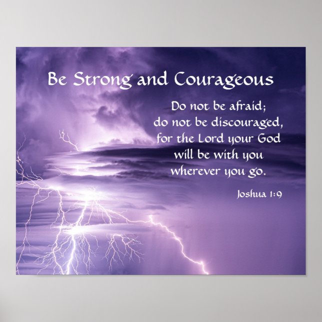 Affiche Force et courage Inspirational Bible Verse (Devant)