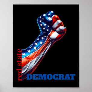 Affiche Force Et Unité État Rouge Démocrate Anti-Trump