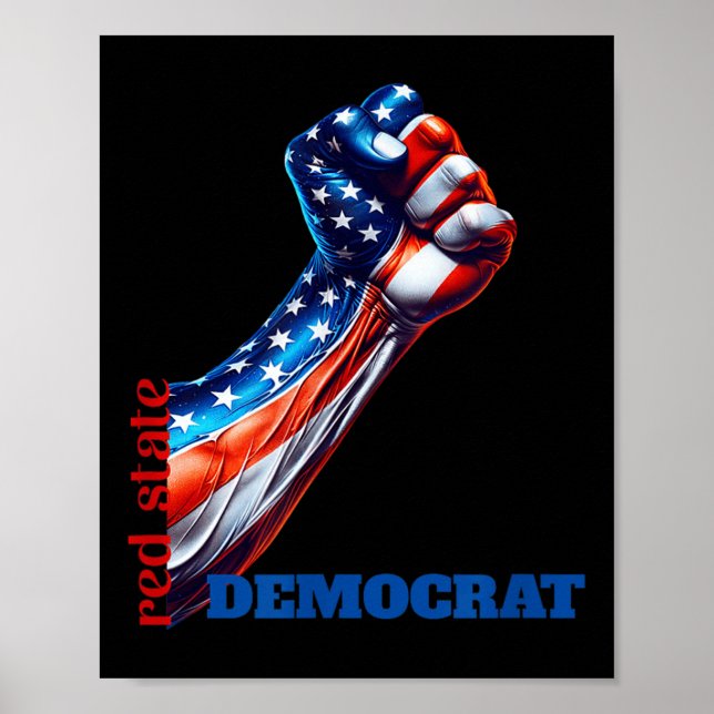 Affiche Force Et Unité État Rouge Démocrate Anti-Trump (Devant)