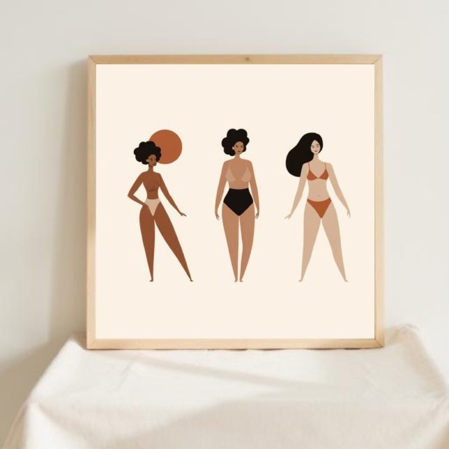 Affiche Force Silencieuse – Ligne d'Art Féminin Abstrait X (Créateur téléchargé)