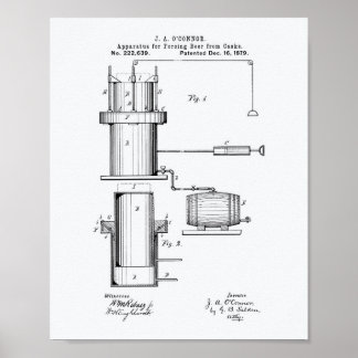 Affiche Forcing Beer 1879 Patent Art - Livre blanc