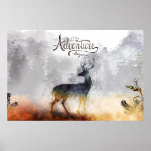 Affiche Forest Adventure Boy Watercolor Deer