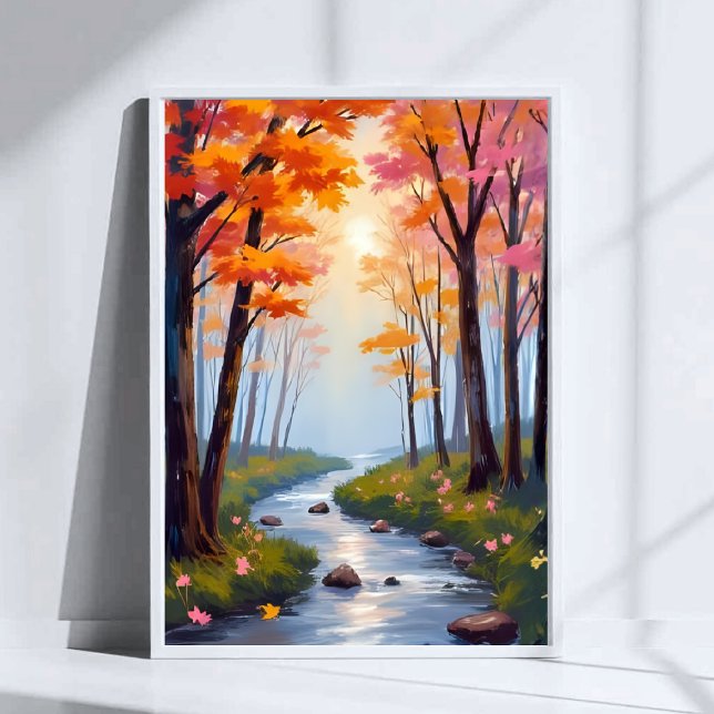 Affiche Forest Creek | Paysage aquarelle de feuillage d'au (Créateur téléchargé)
