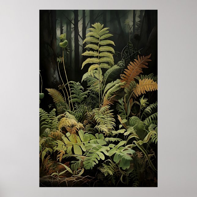 Affiche Forest Fern Ptrintable, Woodland Moody Wall Print (Devant)