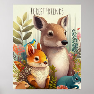 Affiche Forest Friends Woodland Animal Nursery Art
