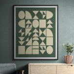 Affiche Forest Green | Art moderne des formes géométriques<br><div class="desc">Motif géométrique moderne avec des formes simples en crème sur un arrière - plan vert de forêt.</div>