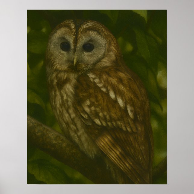 Affiche Forest Sentinel - Tawny Owl Wildlife Art (Devant)