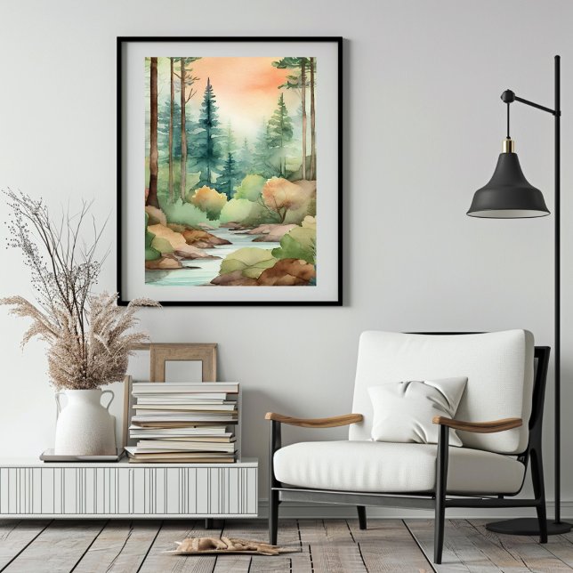 Affiche Forest Wonderland en aquarelle (Forest Wonderland in Watercolor Poster)