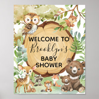 Affiche Forest Woodland Animal Baby shower de bienvenue Co