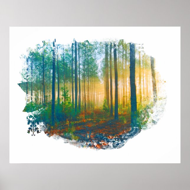 Affiche " Forest Woods Rustic Woodland Artsy (Devant)