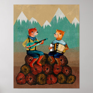 Affiche Foresters - Deux Ours Jouant De La Musique